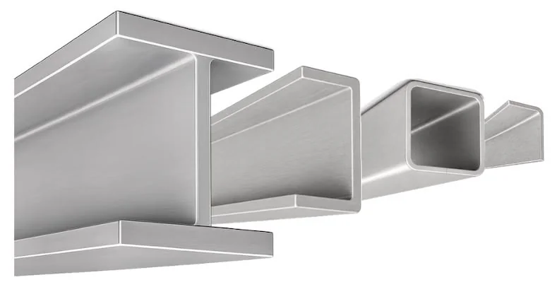 Stainless built-up beam, channel, HSS and angle shown together